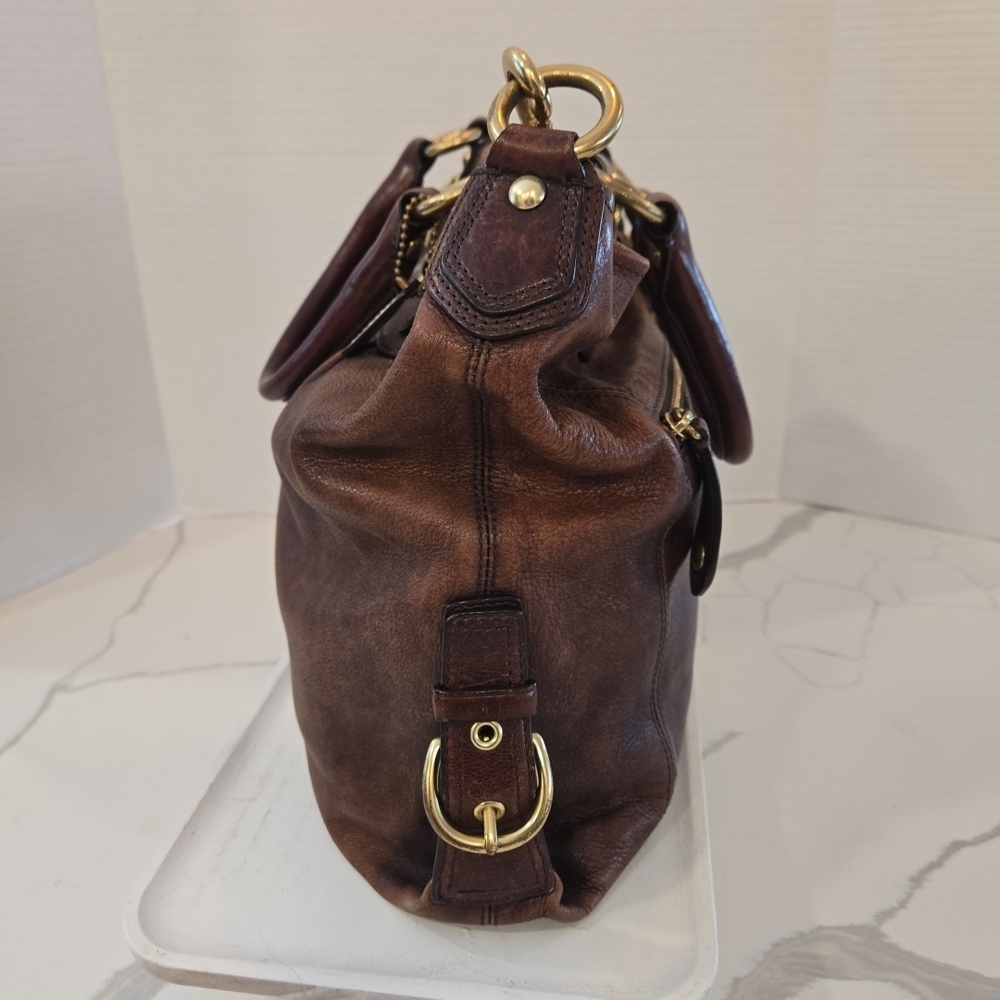 VTG Coach Madison Claire Large Brown Leather Satchel Shoulder Bag 12935 - Picture 6 of 16